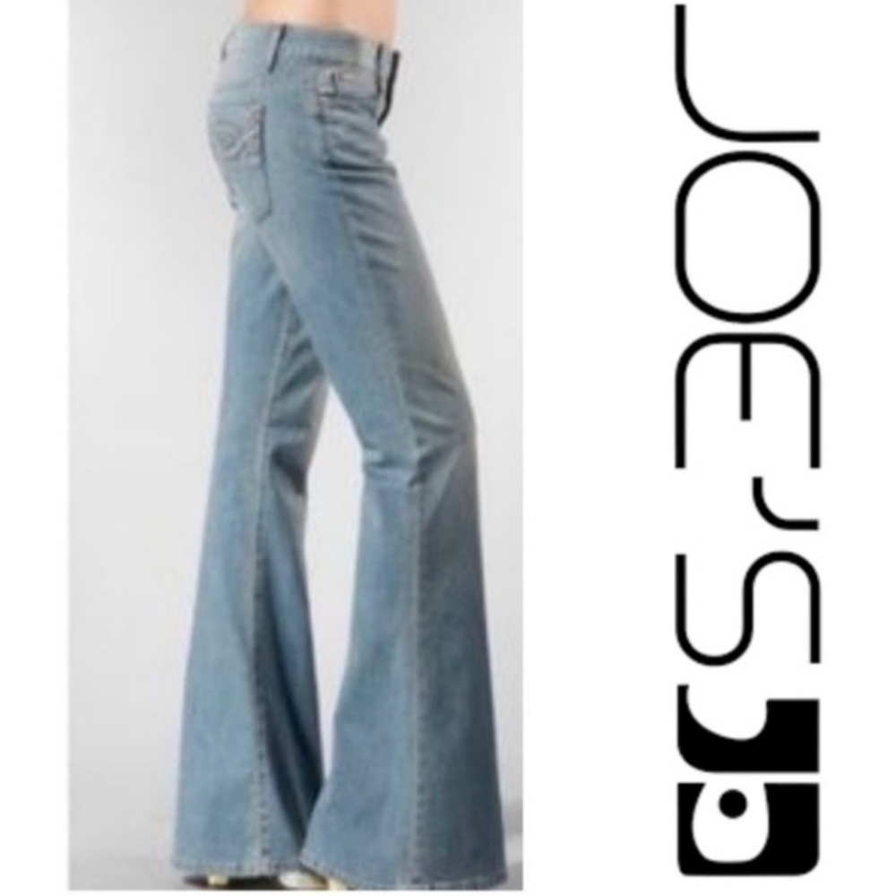 Joe’s Stardust Mid Rise Flare Jeans With Faux Holes In Houston Wash Size 25